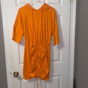 Orange hoodie mini dress